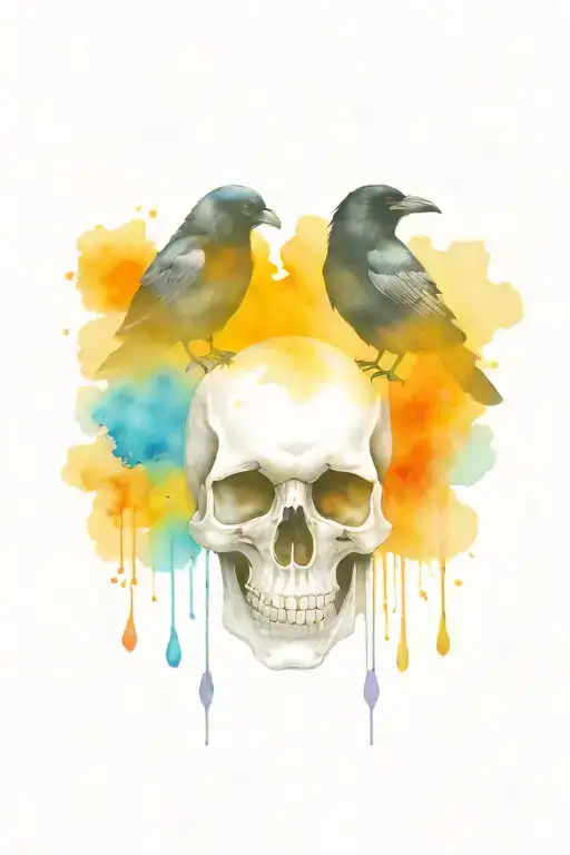 Raven And Crystals With Skull