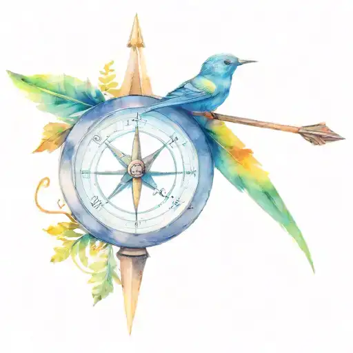 Compass With An Arrow Going Through It With A Northern Ring Neck Snake Wrapped Around The Arrow