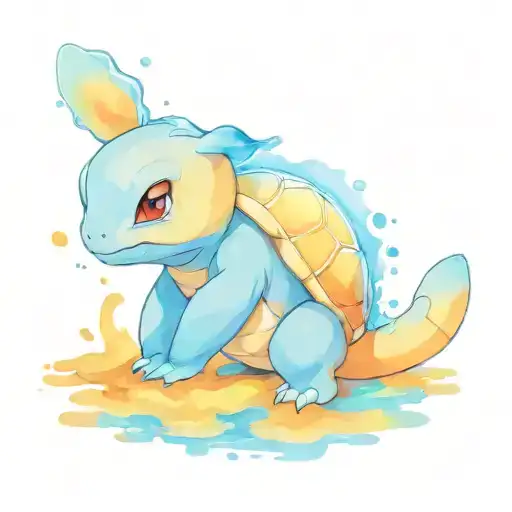 Wartortle Pokemon With Surrounding Water