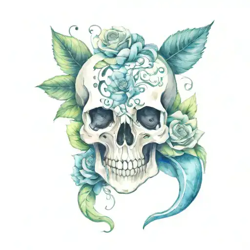 Serpent Skull With Flowers Growing