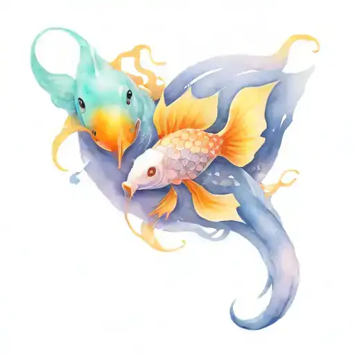 Yin And Yam With A Coy Fish And A Scorpion With The