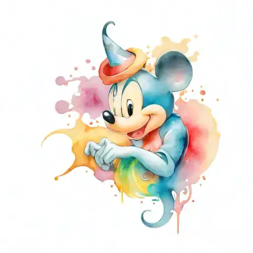 Disney Grey Tattoo Showcasing With Colour Splash