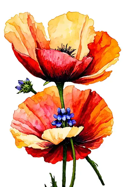 California's Poppy And Texas Blue Bonnet Flower