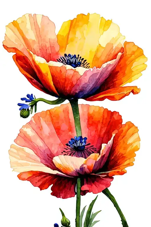 California's Poppy And Texas Blue Bonnet Flower