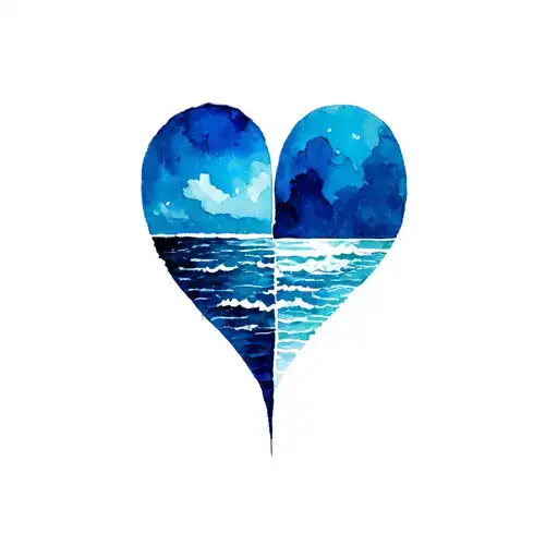 A Heart With Half Of It Representing And The Other Half Representing The Ocean