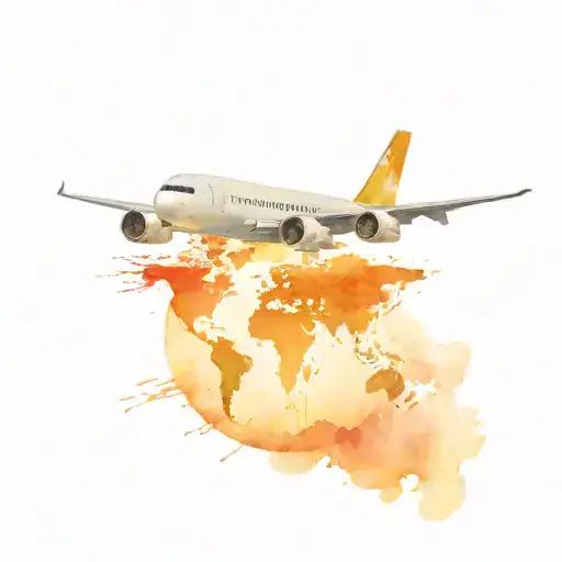 Airplane Flying Over A World