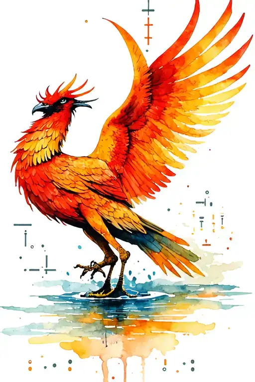 Morse Code With A Phoenix In Water Colour