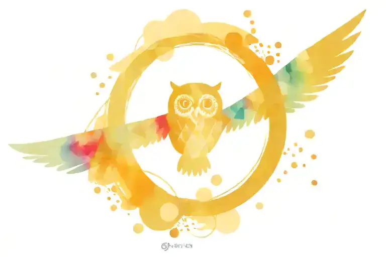 Triangles And Circles Pattern Owl Flying