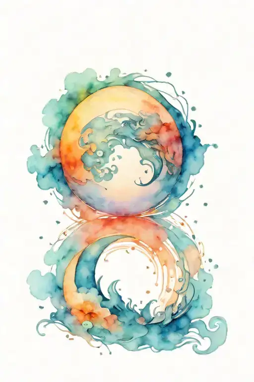 Ocean Moon Sun Setting