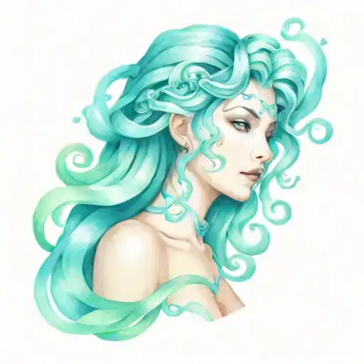 Anime Medusa With Beautiful Hearts And Galaxy