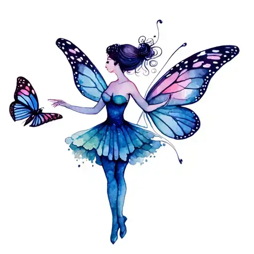 Pixie Fairy With Monarch Butterfly Wings Dancing