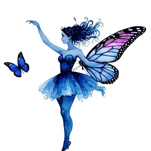 Pixie Fairy With Monarch Butterfly Wings Dancing