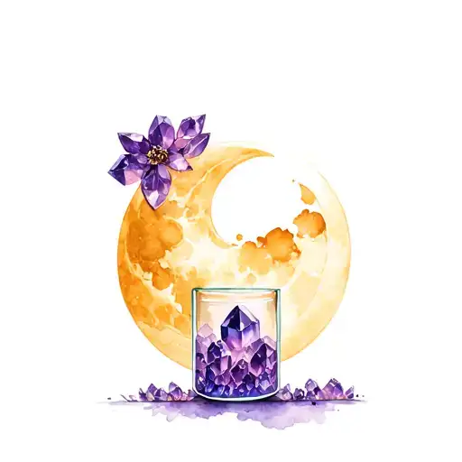 Amethyst Crystal In Bottle With Moon