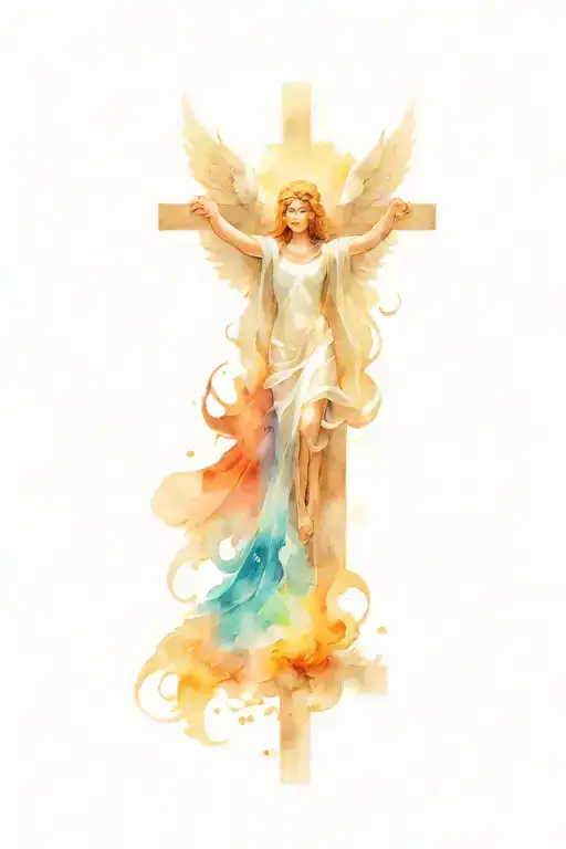 Christian Cross With Majestic Angel