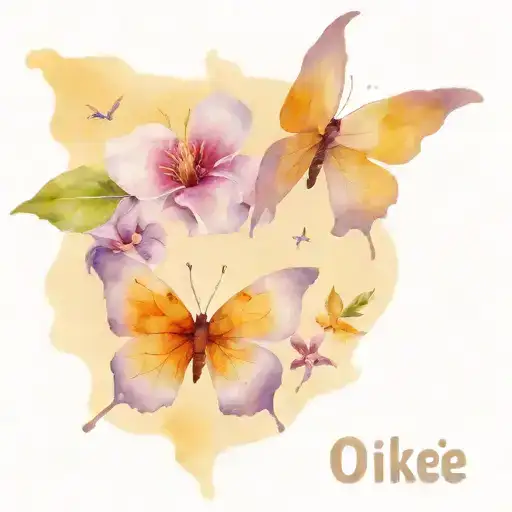 Text Okiee In Purple Lilac Shade With Little One Butterfly And Text Treasure Make It Together