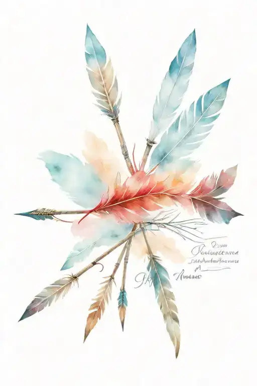 Three Feather Arrows With Script Names Incorporated