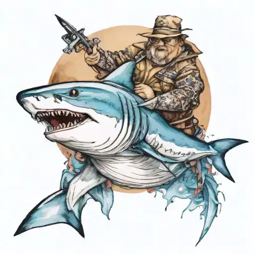 Fat Man Holding Shark