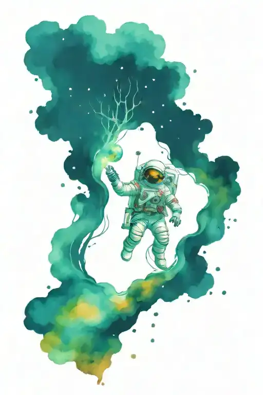 Igdrasil And Astronaut Floating In Space