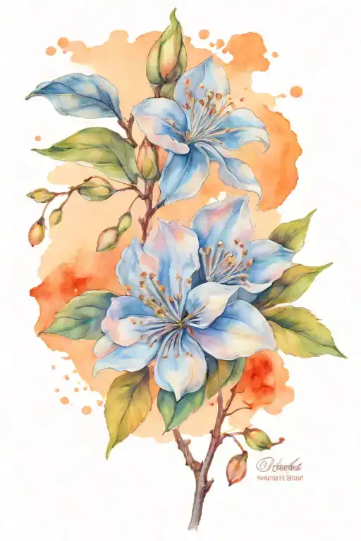 Orange Blossom Against A Sunset Sky