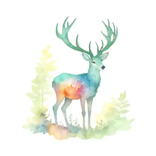 Deer Head With Trees