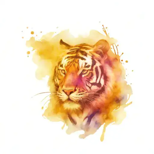 Tiger Made Of Blue Purple Galaxy