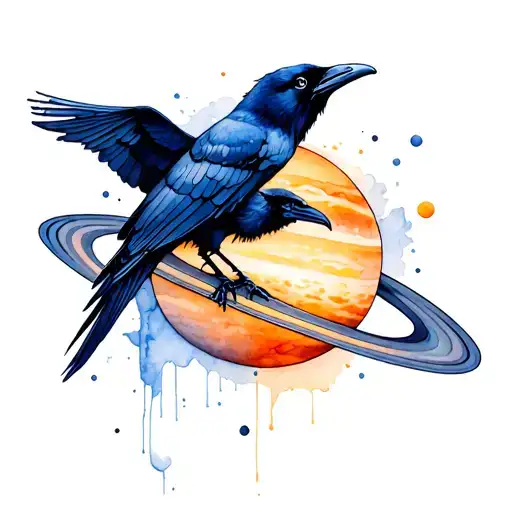 Raven And Saturn Planet