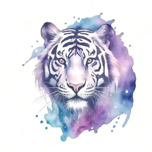 Tiger Made Of Blue Purple Galaxy Inside