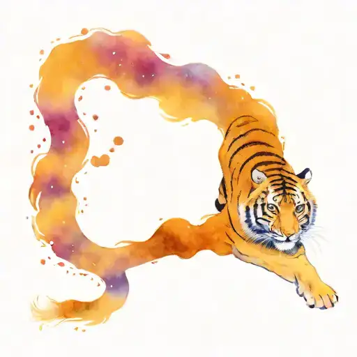 Blue And Purple Tiger With Galaxy Inside