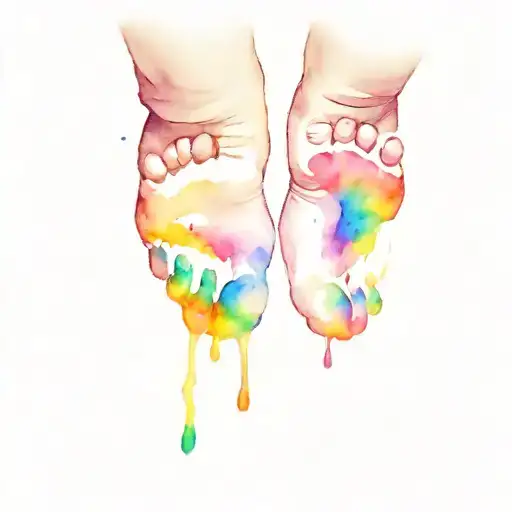 Baby Feet Black And White And Rainbow Memory Loss Watercolour