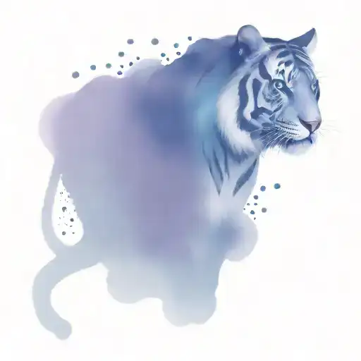 Blue And Purple Tiger With Starry Galaxy Inside