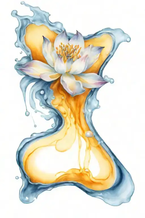 Water Flow With Indigo Flower In Black