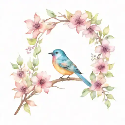 Bird And Flowers