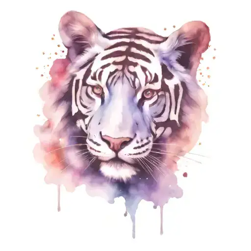 Blue And Purple Tiger With Starry Galaxy Inside