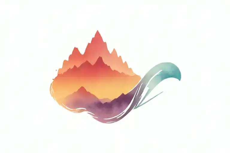 Ocean Wave And Mountain Peak