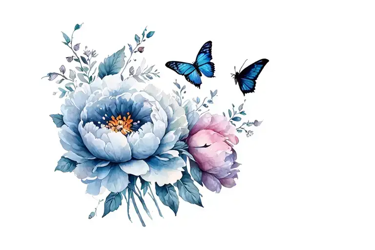 Butterflies And Moths With Peonies Flower