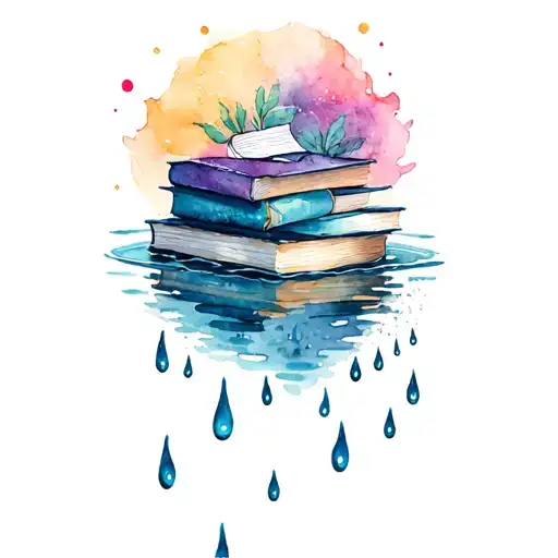 Water And Books Surrounded By Rain