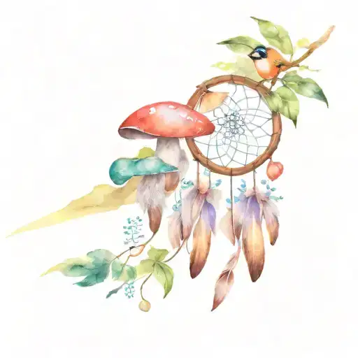 Dreamcatcher Mushrooms Robin Bird