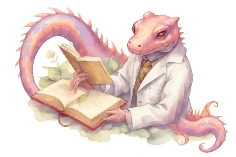 Salamander In A Lab Coat Reading A Book