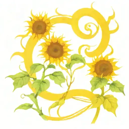 A Tattoo With Elements Intertwined With Van Gogh's Iconic Sunflowers Using The Symbol Of Autism