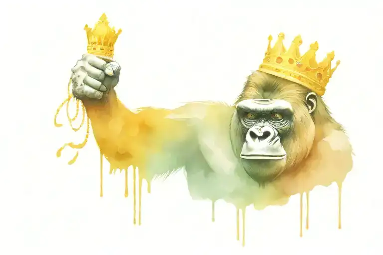 Angry Gorilla With A Crown Made Of Money