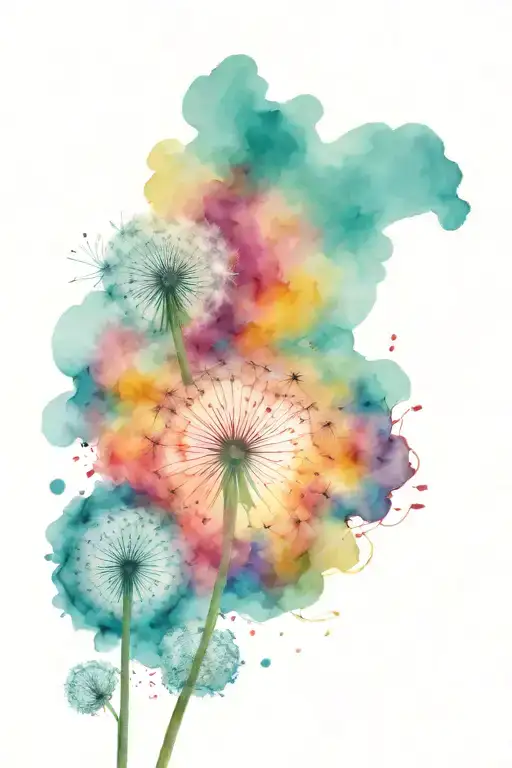 Dandelion Watercolor Tattoo For Mother And Daughter