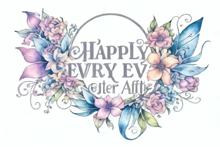 Fairy Tale Minimalist Tattoo Cute Colors With Word Happily Ever After