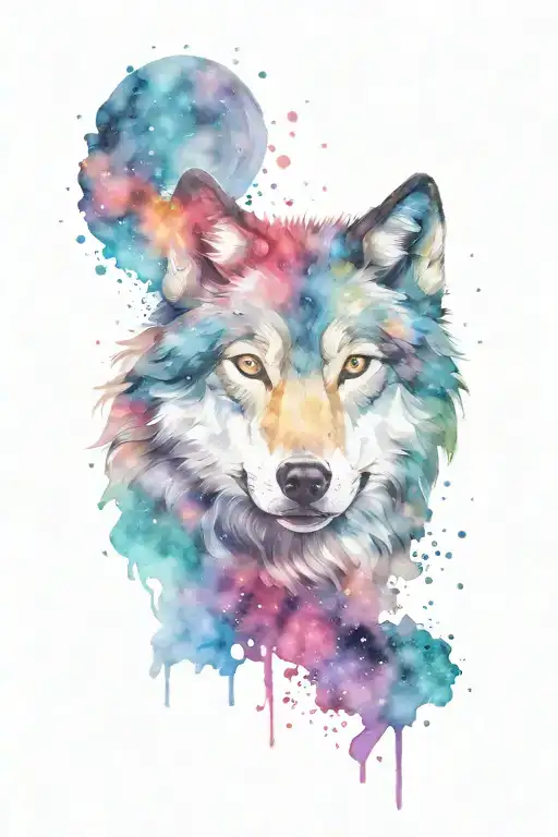 Wolf With Galaxy Colors