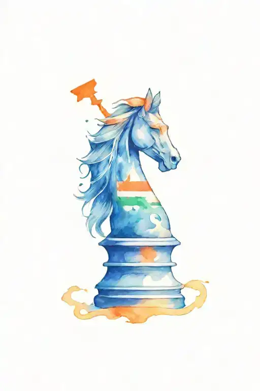 Chess Knight Piece With Indian Flag Intertwined