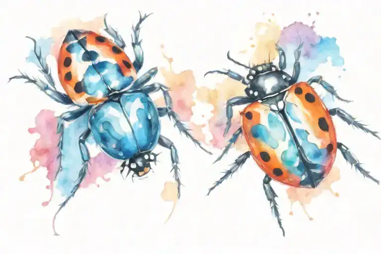 Ladybug And Jumping Spider