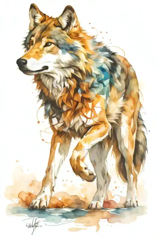 Wolf Running And Triquetra