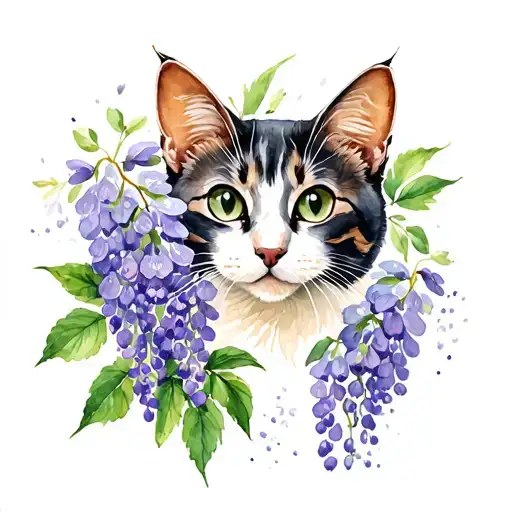 Cat And Wisteria