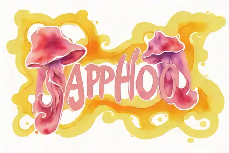 The Word 'Sappho' Written In Tie Dye Psychedelic Mushroom