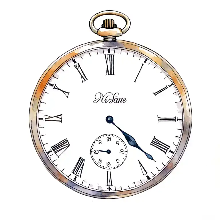 Pocket Watch With Name And Date Of Birth Date Water Colour Marks