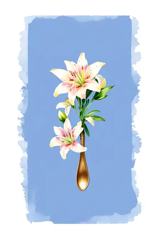 Lilly Flowers And Spoons Arranged Like Musical